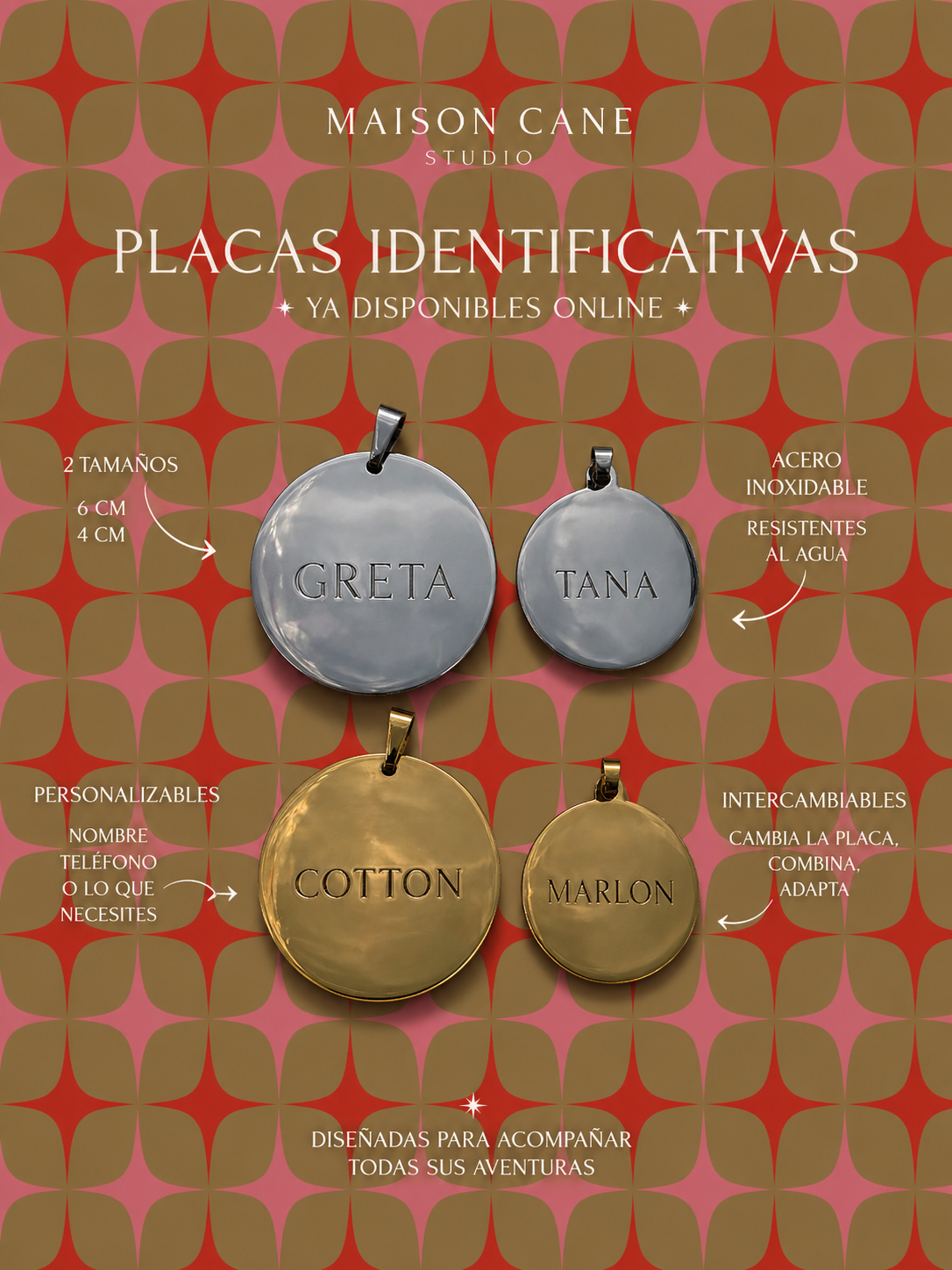 Placas identificativas personalizadas para perros y gatos