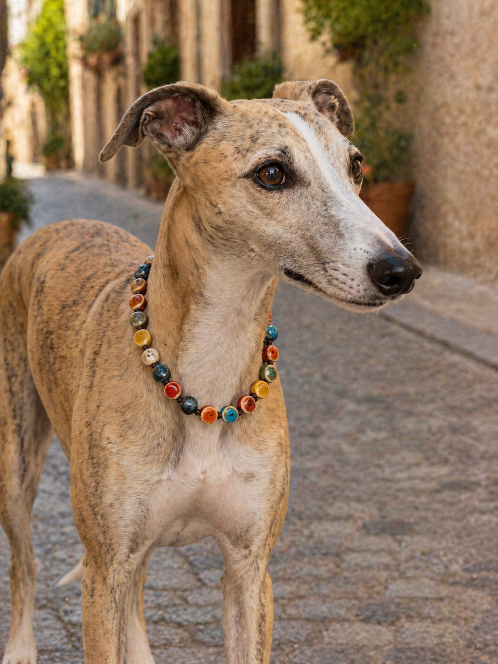 Collar de bolas de cerámica ajustable perro
