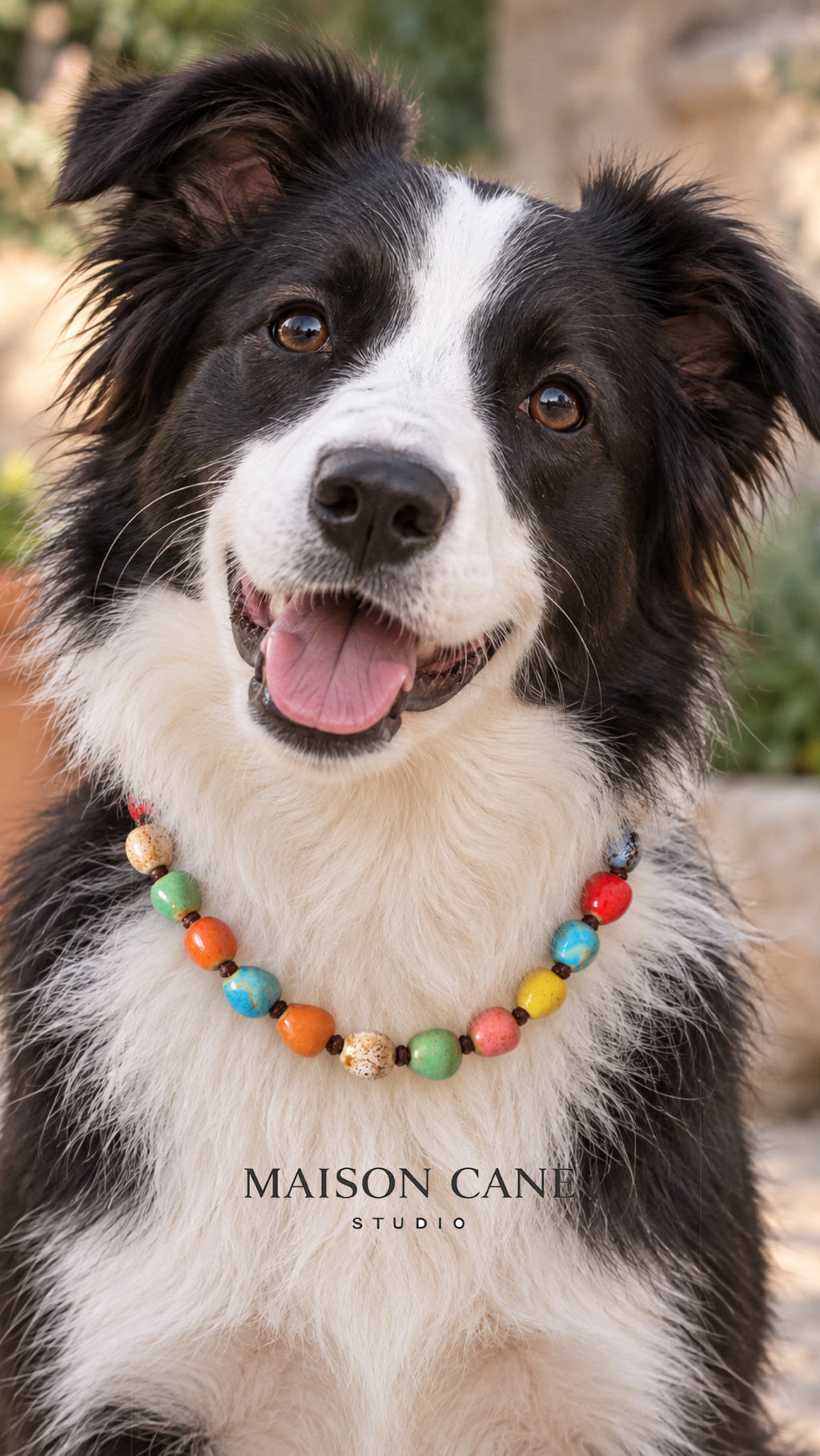 Collar de bolas corazón de cerámica ajustable