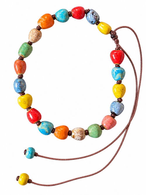 Collar de bolas corazón de cerámica ajustable