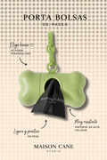 Porta bolsas hueso para perro verde matcha